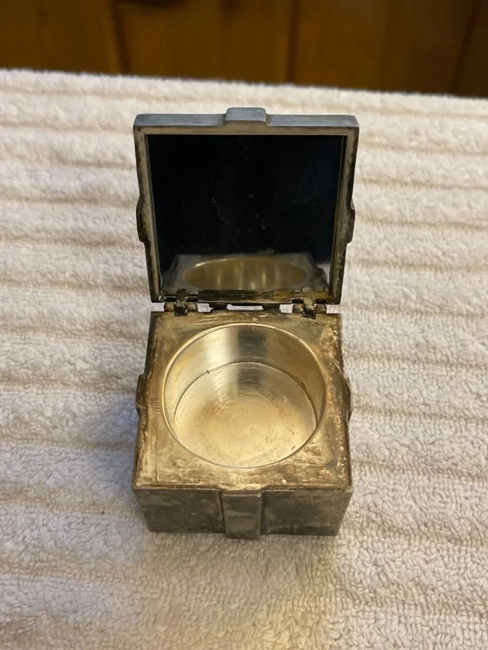 Pottery Barn Silverplated 'Gift with Bow' Box Candle Holder, Trinket Box, Heavy